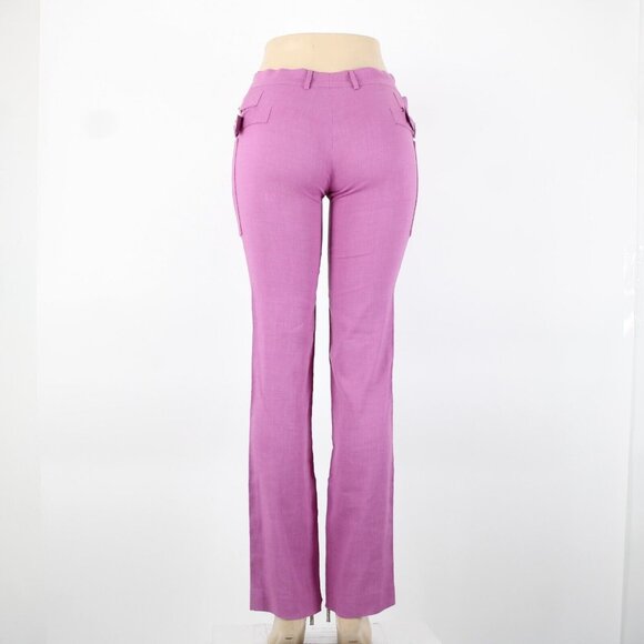 Gianni Versace Couture Sz 38 x 34 Purple Silver Hardware Unlined Linen Mod Pant - Picture 10 of 16